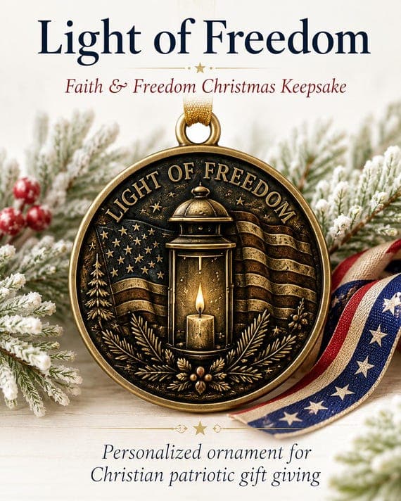 Personalized Christian Patriotic Christmas Ornament 4